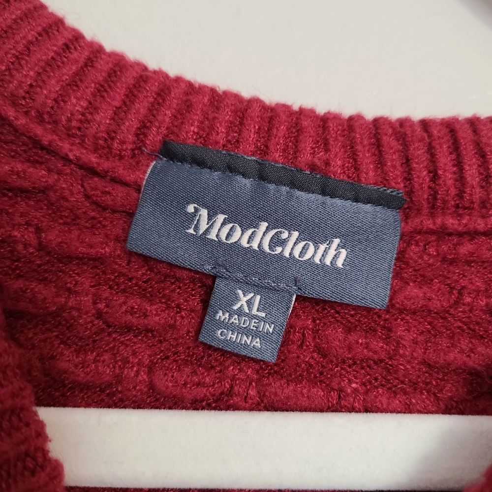 Modcloth Excellent Example Textured Burgandy Knit… - image 6